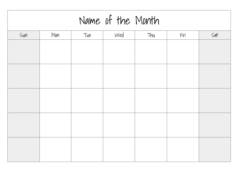 Blank Calendar Free Google Docs Template
