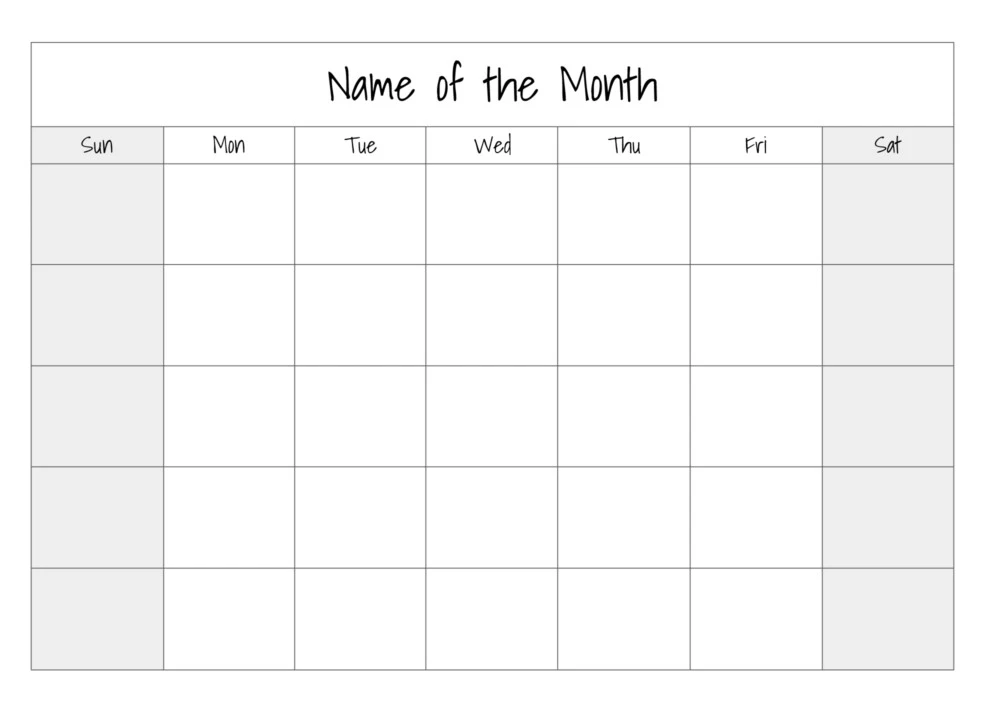 Blank Calendar Free Google Docs Template