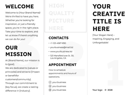 Blank Pamphlet Free Google Docs Template
