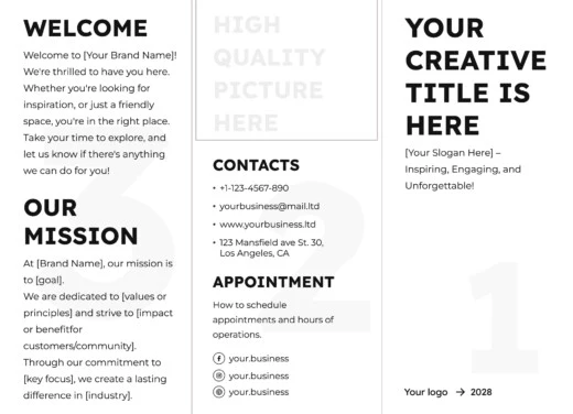 Blank Pamphlet Free Google Docs Template