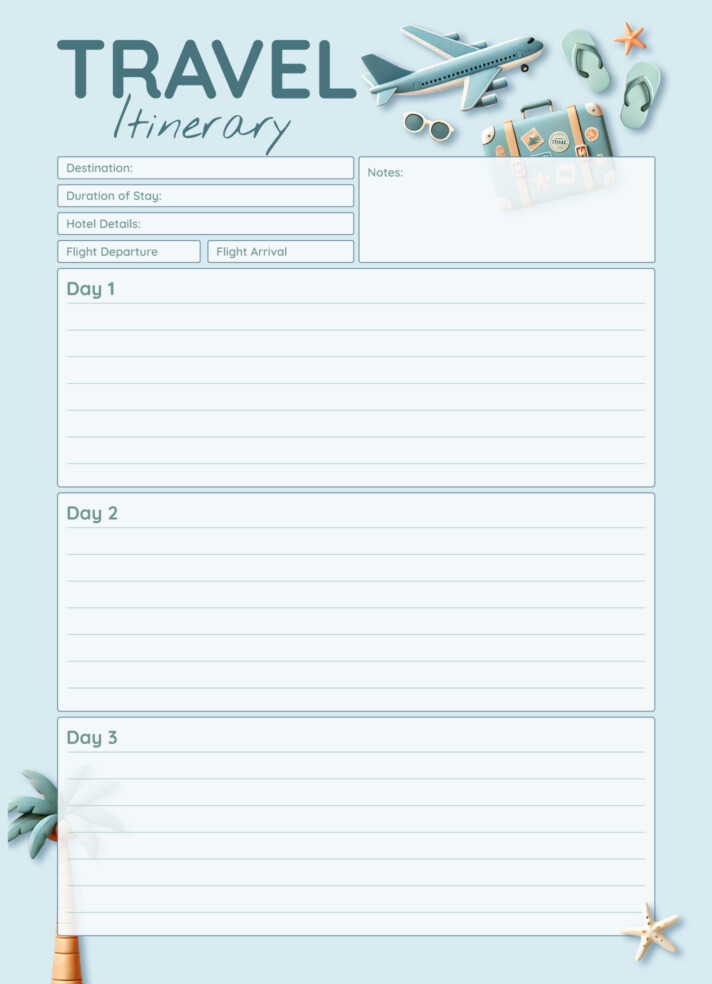Blank Travel Itinerary Free Google Docs Template