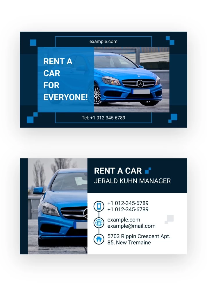 Car Rental Business Card Free Google Docs Template