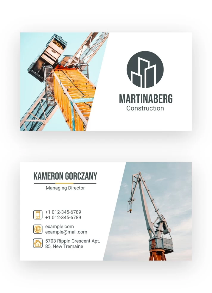 Construction Business Card Free Google Docs Template