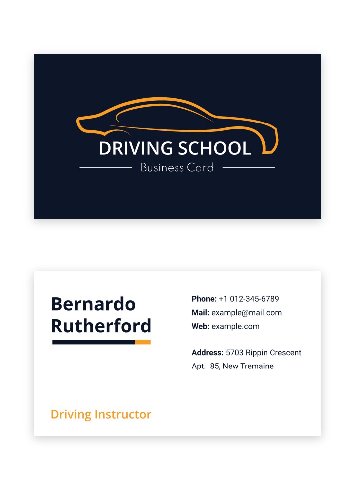 Driving Instructor Business Card Free Google Docs Template