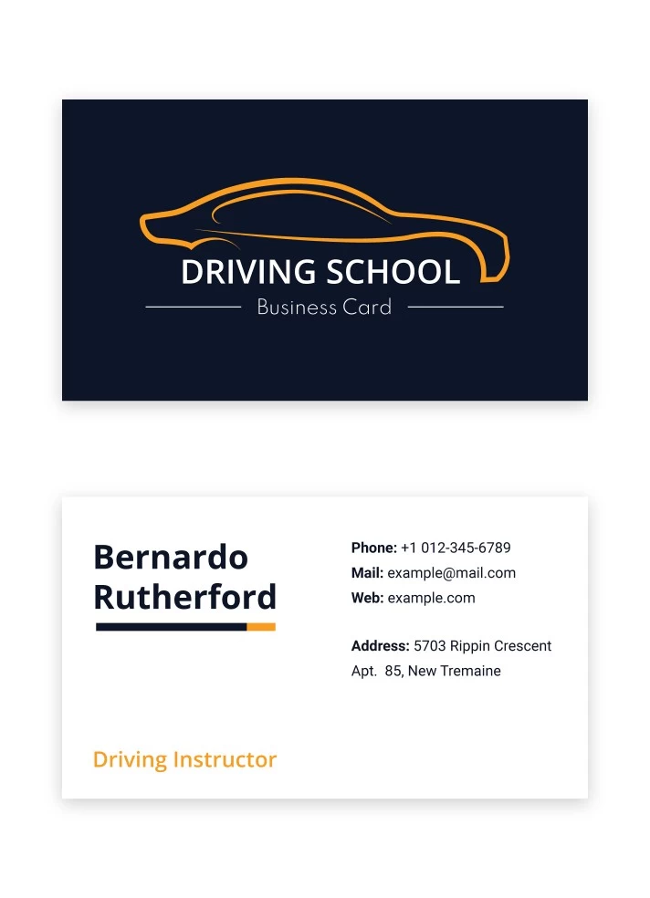 Driving Instructor Business Card Free Google Docs Template
