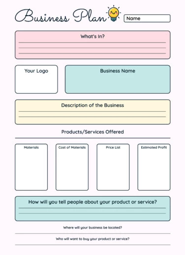 Business Plan for Kids Free Google Docs Template