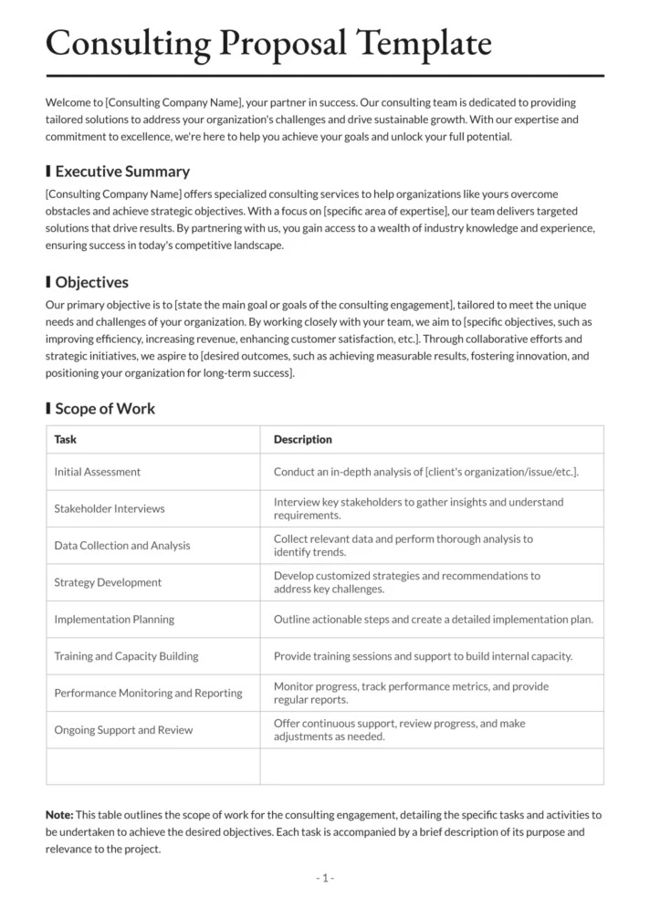 Business Proposal for Consulting Services Free Google Docs Template