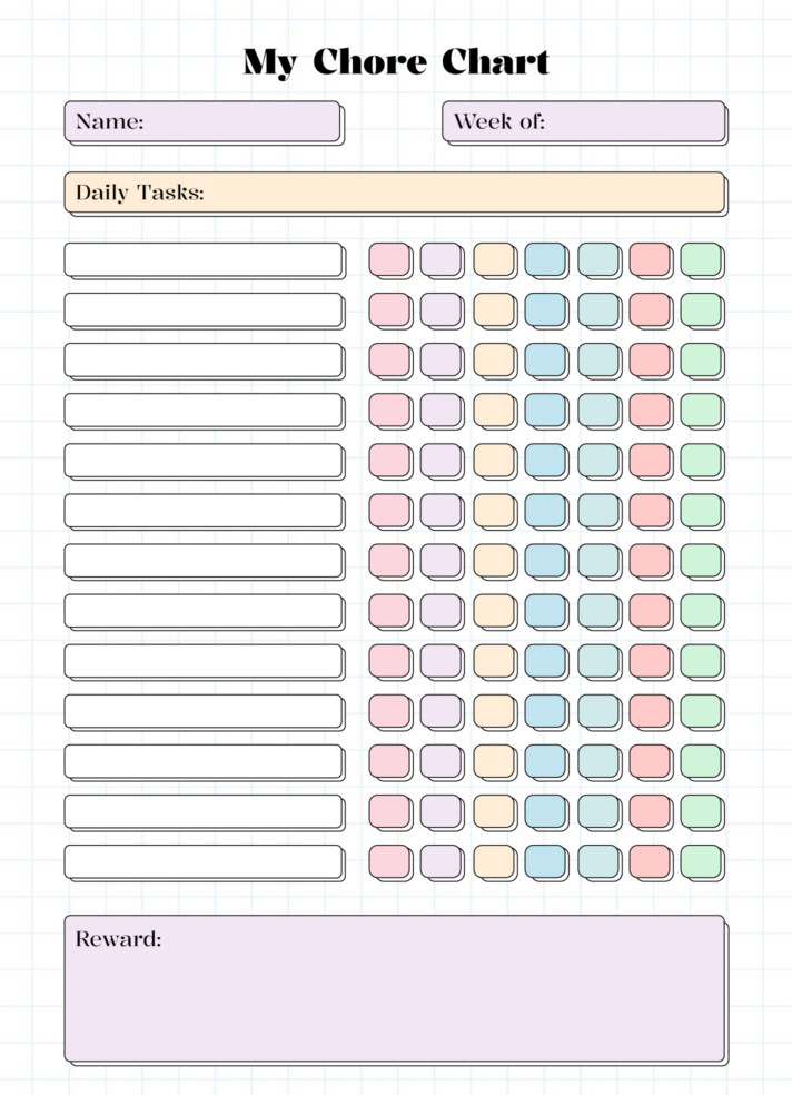 Chore Chart Free Google Docs Template