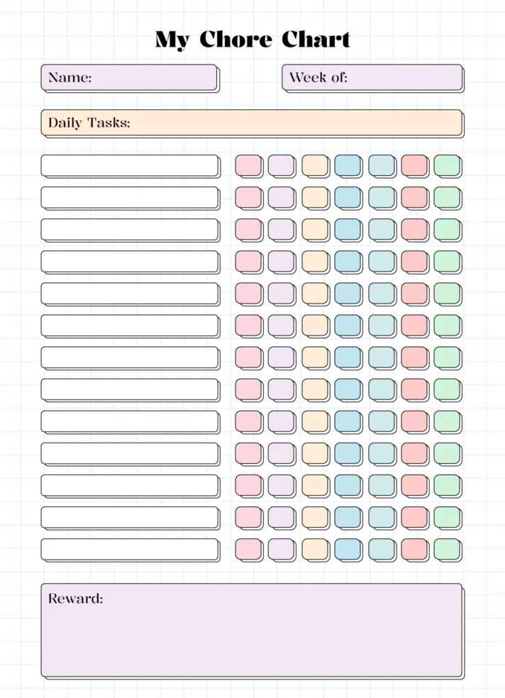 Chore Chart Free Google Docs Template