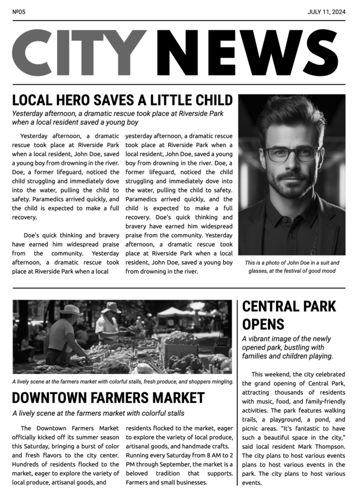 CityNews Newspaper Free Google Docs Template