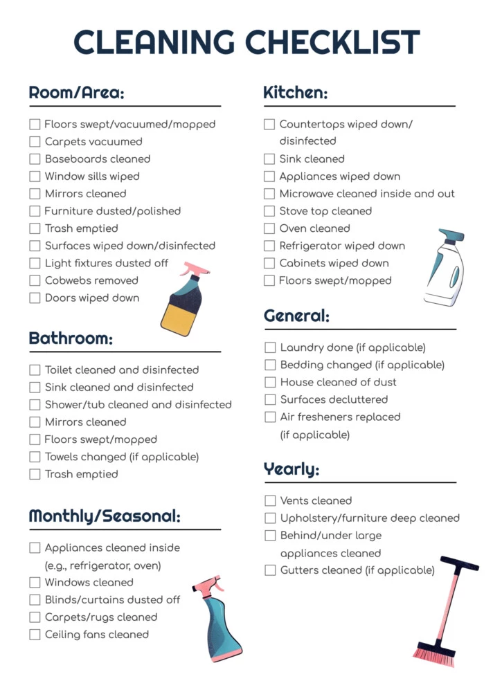 Cleaning Checklist Free Google Docs Template
