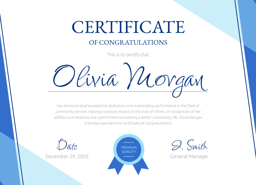 Congratulations Certificate Free Google Docs Template