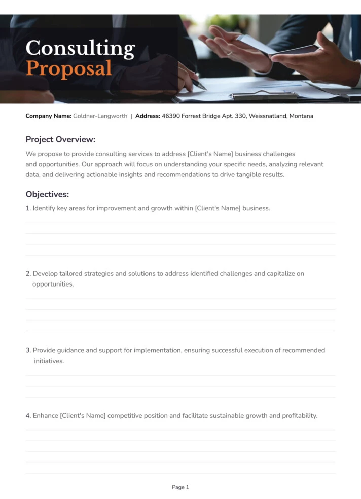 Consulting Proposal Free Google Docs Template