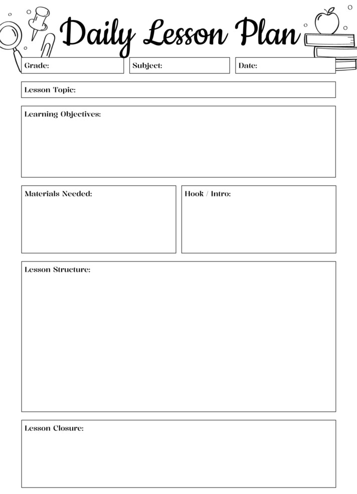 Daily Lesson Plan Free Google Docs Template
