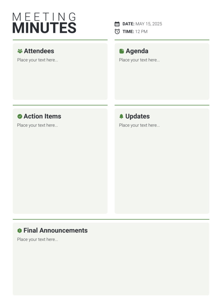 Easy Meeting Minutes Free Google Docs Template