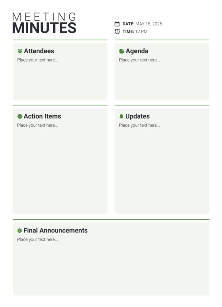 Easy Meeting Minutes Free Google Docs Template