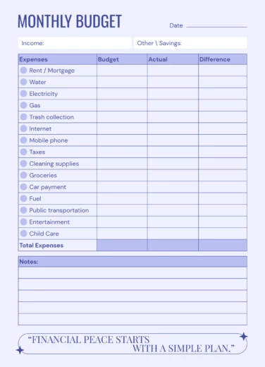 Easy Monthly Budget Free Google Docs Template