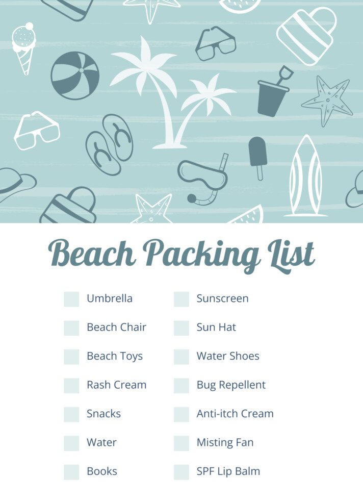 Editable Beach Packing List Free Google Docs Template