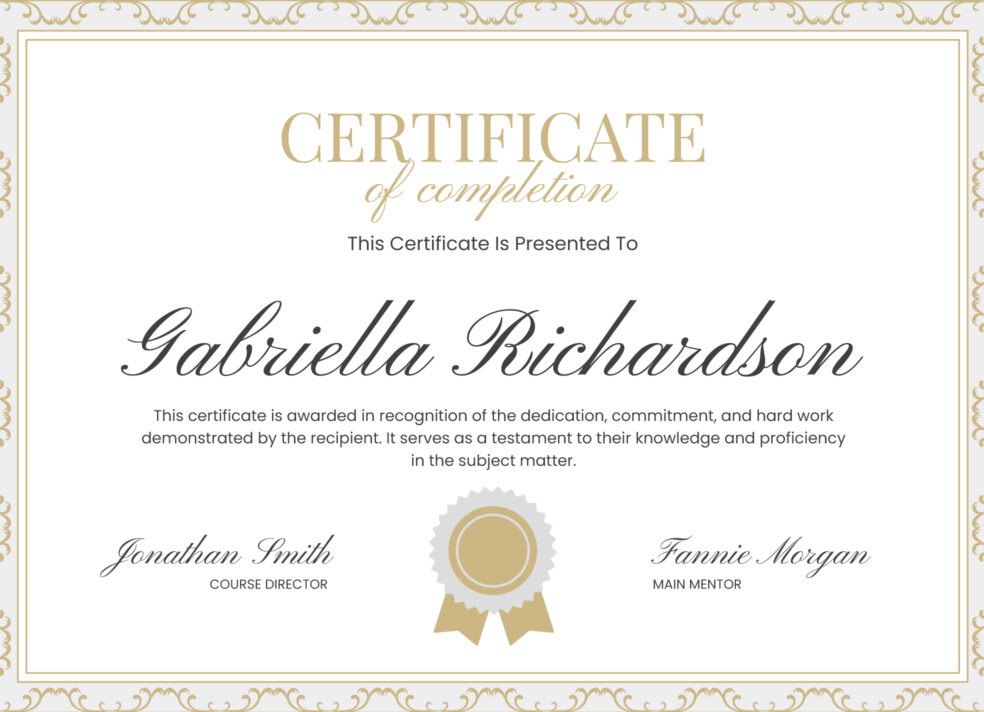 Editable Certificate Free Google Docs Template