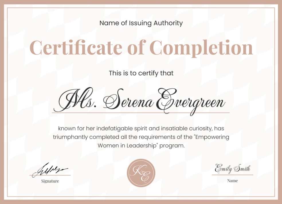 Editable Certificate of Completion Free Google Docs Template