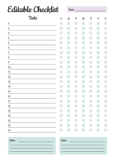 Editable Checklist Free Google Docs Template