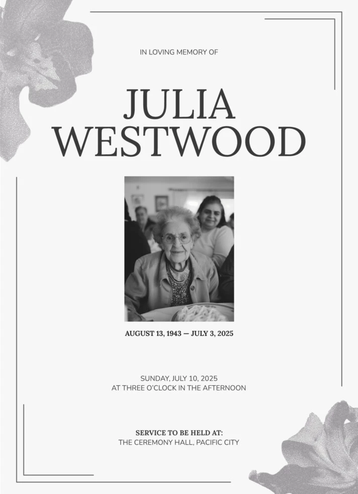 Editable Funeral Program Free Google Docs Template