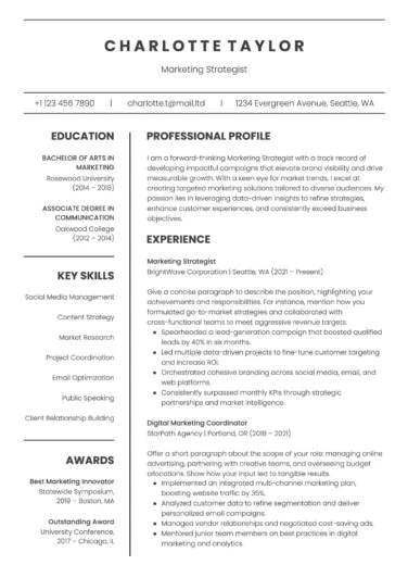 Editable Professional Resume Free Google Docs Template