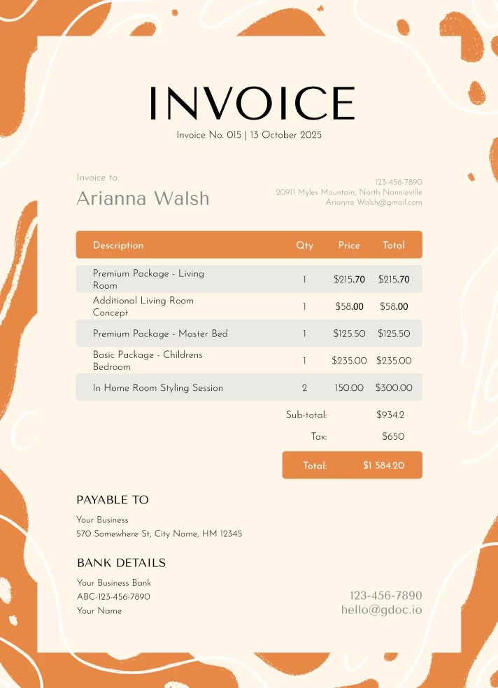 Editable Invoice Free Google Docs Template