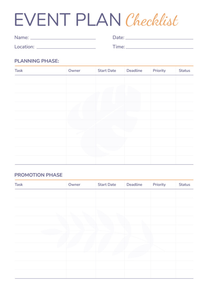 Event Plan Checklist Free Google Docs Template
