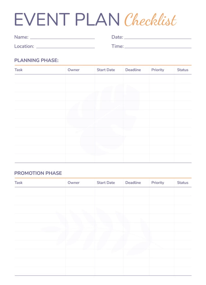 Event Plan Checklist Free Google Docs Template