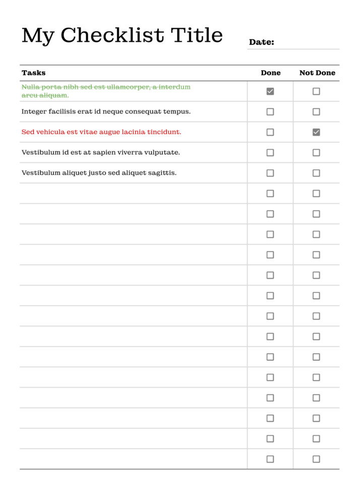 Excel Checklist Free Google Sheets & Excel Template