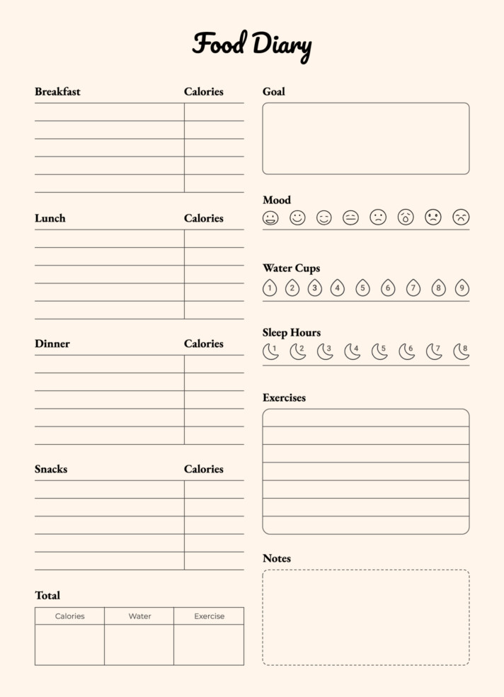 Food Diary Free Google Docs Template