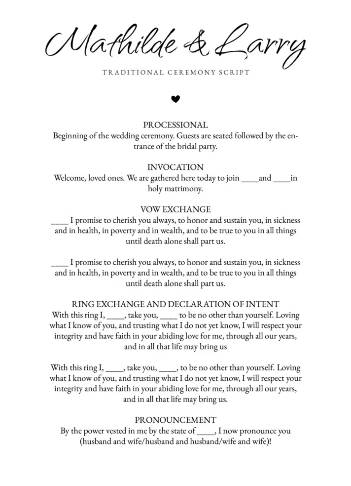 Formal Wedding Ceremony Script Free Google Docs Template