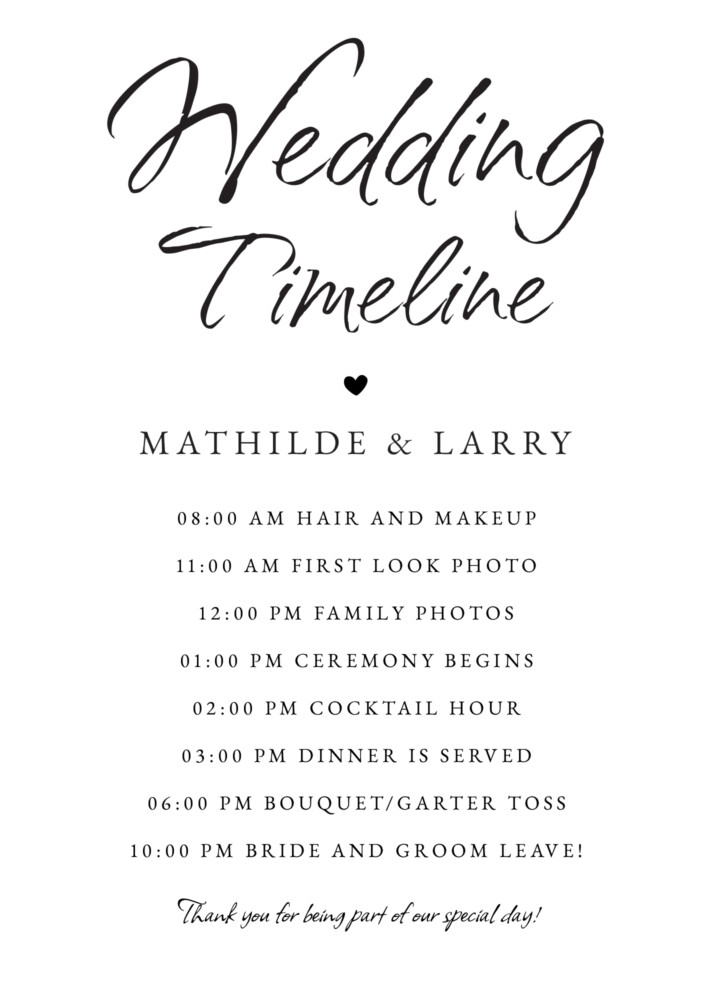 Formal Wedding Timeline Free Google
