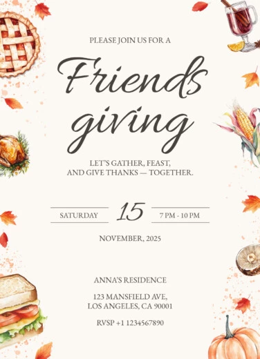 Friendsgiving Invitation Free Google Docs Template