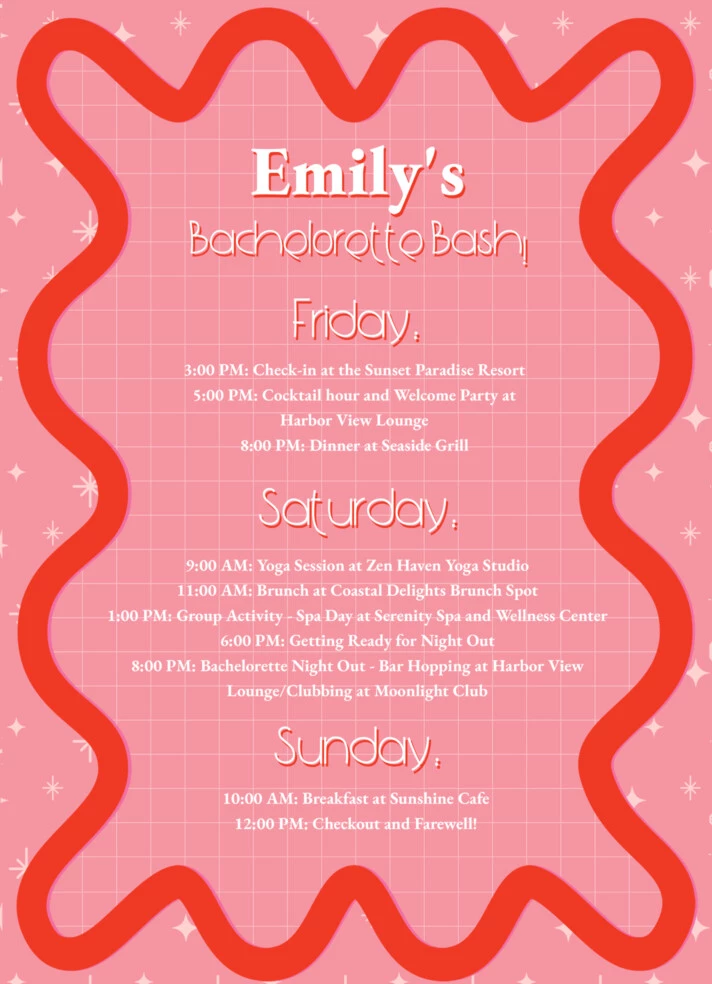 Fun Itinerary Free Google Docs Template