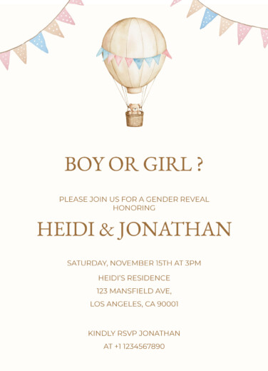 Gender Reveal Invitation Free Google Docs Template
