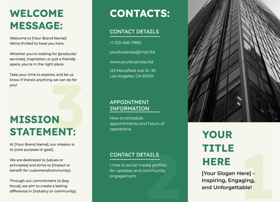 Green Pamphlet Free Google Docs Template