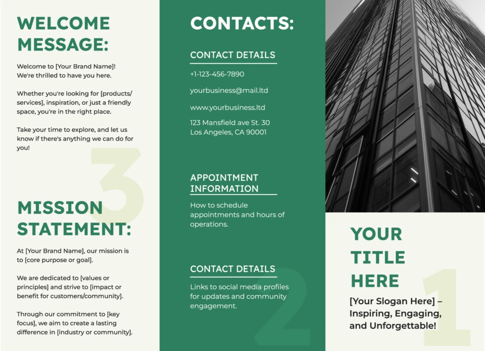 Green Pamphlet Free Google Docs Template