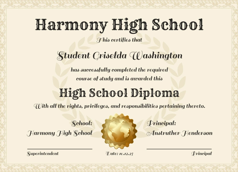 High School Diploma Free Google Docs Template