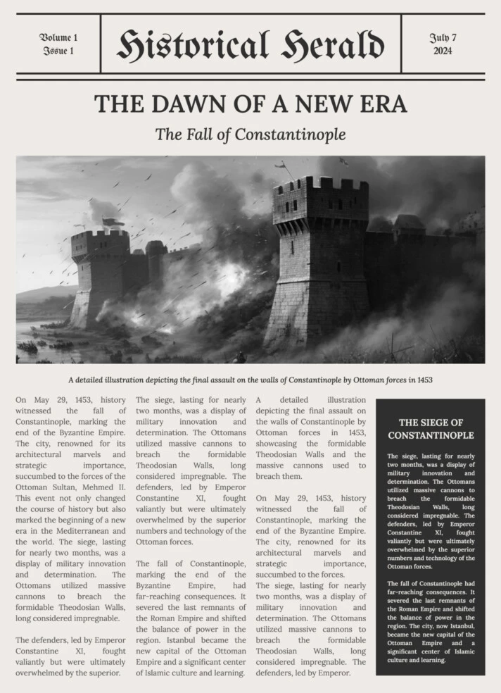History Newspaper Free Google Docs Template