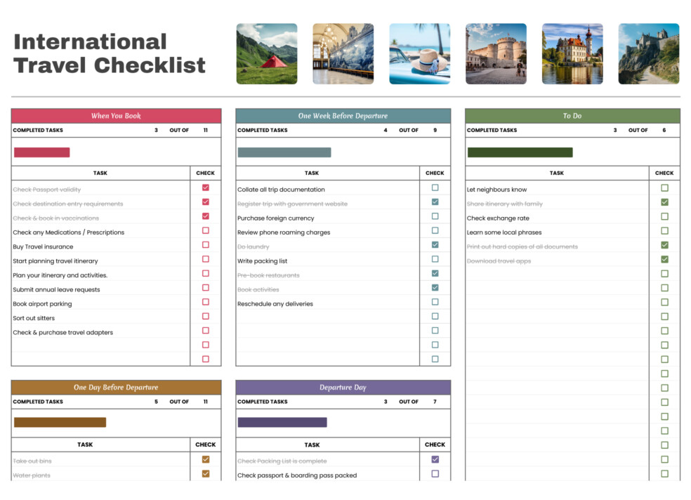 International Travel Checklist Free Google Sheets & Excel Template