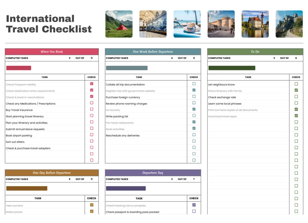 International Travel Checklist Free Google Sheets & Excel Template