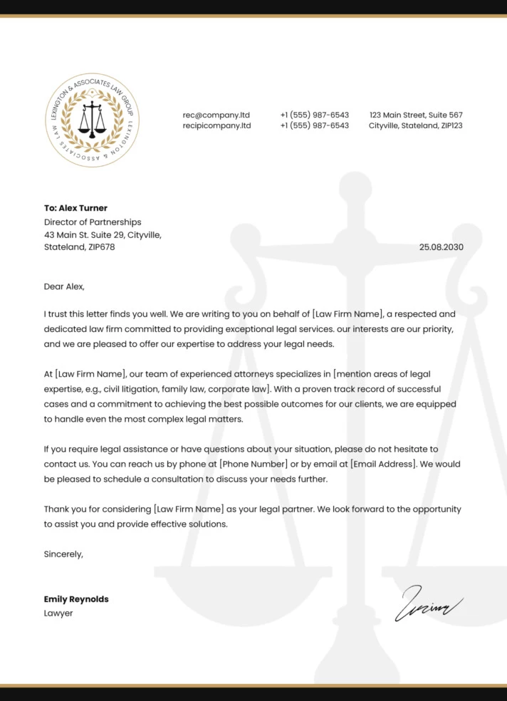 Law Firm Letterhead Free Google Docs Template