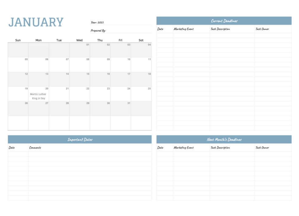 Marketing Calendar Free Google Sheets & Excel Template
