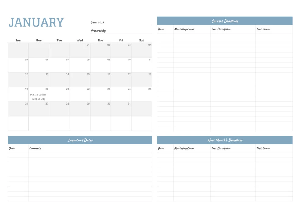 Marketing Calendar Free Google Sheets & Excel Template