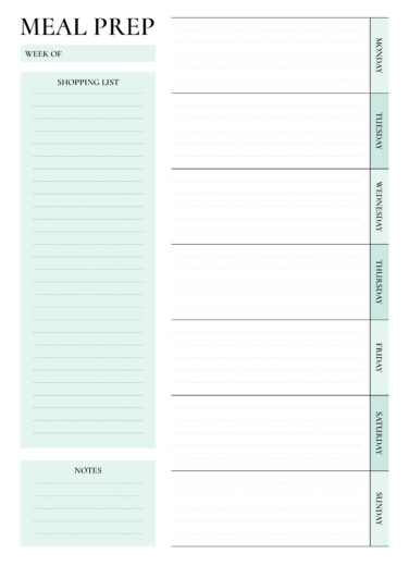 Meal Prep Free Google Docs Template
