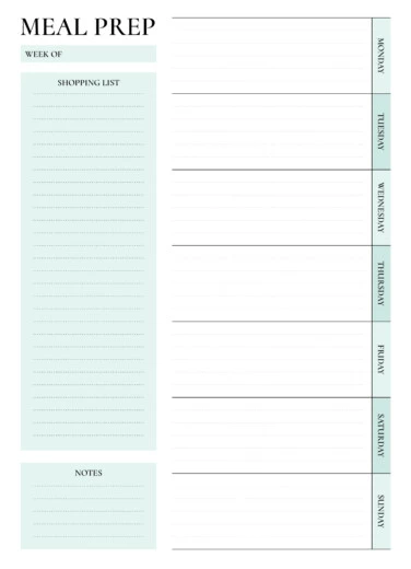 Meal Prep Free Google Docs Template