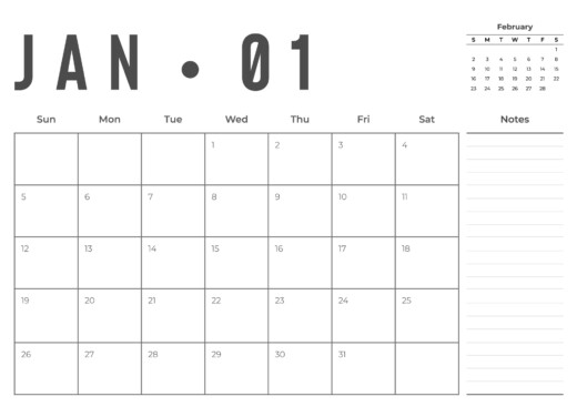 Monthly Calendar Free Google Docs Template