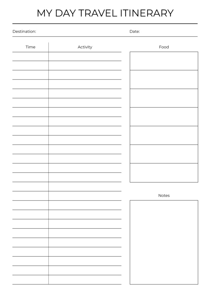 My Day Travel Itinerary Free Google Docs Template